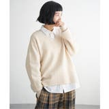 オフホワイト | ラインVネックニットプルオーバー | Lbc with Life