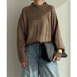 モカ | 透かしラインバックスリットニット | Lbc with Life