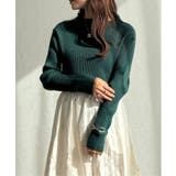 グリーン | 袖配色レイヤーリブニット | Lbc with Life