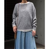 グレー | ラメノットヤーン配色ニットプルオーバー | Lbc with Life