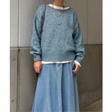 ブルー | ラメノットヤーン配色ニットプルオーバー | Lbc with Life