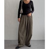 カーキ | ナイロンギャザーワイドパンツ | Lbc with Life