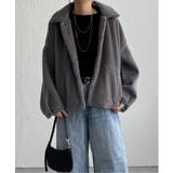 グレー | ファーボア切り替えコクーンブルゾン | Lbc with Life