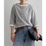 グレー | ヘンリーネックレイヤー7分袖Tシャツ | Lbc with Life