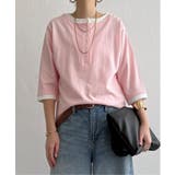 ピンク | ヘンリーネックレイヤー7分袖Tシャツ | Lbc with Life