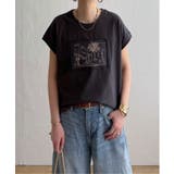 チャコール | 冷感フレンチスリーブ刺繍Tシャツ | Lbc with Life