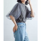 チャコール | チュールスリーブTシャツ | VENCE share style【WOMEN】