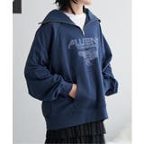 ネイビーブルー | イーグルハーフジップパーカー | VENCE share style【WOMEN】