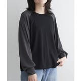 ブラック | ラグラン配色切り替えトップス | VENCE share style【WOMEN】