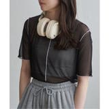 ブラック | シアーメロウ配色トップス | VENCE share style【WOMEN】