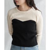 アイボリー | ウールライクビスチェ見え配色プルオーバー | VENCE share style【WOMEN】