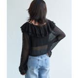 ブラック | メッシュフリルジップカーディガン | VENCE share style【WOMEN】