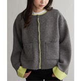 チャコール | アルパカタッチ配色カーディガン | VENCE share style【WOMEN】