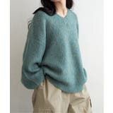 グリーン | ミックスアームウォーマー風Vネックプルオーバー | VENCE share style【WOMEN】