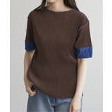 ブラウン | プリーツ袖配色トップス | VENCE share style【WOMEN】