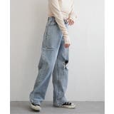 ブルー | ダメージワイドデニムパンツ | VENCE share style【WOMEN】