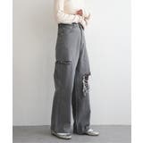 グレイ | ダメージワイドデニムパンツ | VENCE share style【WOMEN】