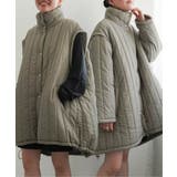 Dkグリーン | 袖取り外し縦キルト中綿コート | VENCE share style【WOMEN】