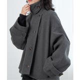 チャコール | フェイクモッサスタンドショートジャケット/スタンドカラー/ロングスリーブ | VENCE share style【WOMEN】