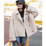 ベージュ | フェイクモッサスタンドショートジャケット/スタンドカラー/ロングスリーブ | VENCE share style【WOMEN】