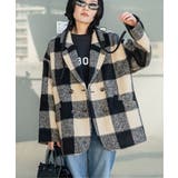 ブラック | チェックミドル丈ジャケット | VENCE share style【WOMEN】