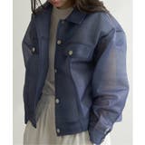 ブルー | シアーダンボールデニムプリントGジャン | VENCE share style【WOMEN】