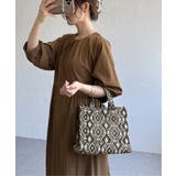 ブラウン | ジャガード手持ちロゴバッグ | Lbc with Life