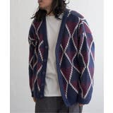 ネイビー | 総柄ニットVカーディガン | VENCE share style【MEN】