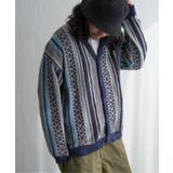 ターコイズ | 総柄ニットVカーディガン | VENCE share style【MEN】