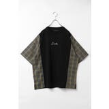 ブラック | チェック切り替えTシャツ | VENCE share style【MEN】