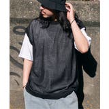 ブラック | 【2点セット】メッシュニットベストアンサンブルTシャツ | VENCE share style【MEN】