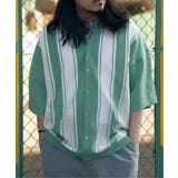 グリーン1 | ストライプケンシュクニットシャツ | VENCE share style【MEN】