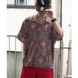 ダークレッド | バティックプリントオープンカラーシャツ | VENCE share style【MEN】