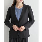 ブラック | 【洗濯機で洗える／セットアップ対応】GOKU楽カットソーノーカラージャケット | ikka 