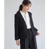 ブラック | 【洗濯機で洗える／セットアップ対応】ウォッシャブルVネックジャケット | ikka 