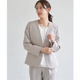 グレージュ | 【洗濯機で洗える／セットアップ対応】ウォッシャブルVネックジャケット | ikka 