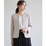 グレージュ | 【洗濯機で洗える／セットアップ対応】ウォッシャブルキーネックジャケット | ikka 