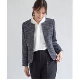 ネイビーブルー | 【フォーマル対応】ファンシーツイードジャケット | ikka 