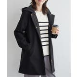 ブラック | ウールライクストレッチフードコート | ikka 