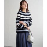 リップルボーダーキーネックプルオーバー | ikka  | 詳細画像2 