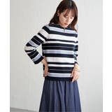 リップルボーダーキーネックプルオーバー | ikka  | 詳細画像3 