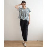 マルチストライプ半袖ブラウス | ikka  | 詳細画像7