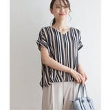 ノウコン | マルチストライプ半袖ブラウス | ikka