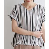 マルチストライプ半袖ブラウス | ikka  | 詳細画像1