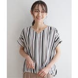 マルチストライプ半袖ブラウス | ikka  | 詳細画像2