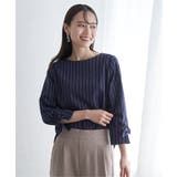 ダークネイビー | 袖リボンブラウス | ikka 