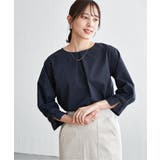 ネイビーブルー | 2WAY袖リボンブラウス | ikka 