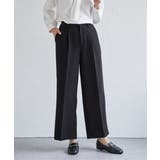 ブラック | 【洗濯機で洗える／セットアップ対応】ウォッシャブルワイドパンツ | ikka 