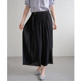 ブラック | シフォンプリーツベルト付きスカーチョ | ikka