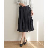 ネイビー | シフォンプリーツスカート | ikka